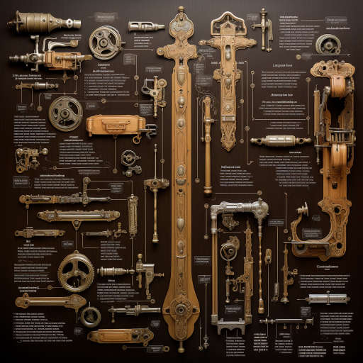 Фотография различных компонентов обшивки двери с подробным описанием